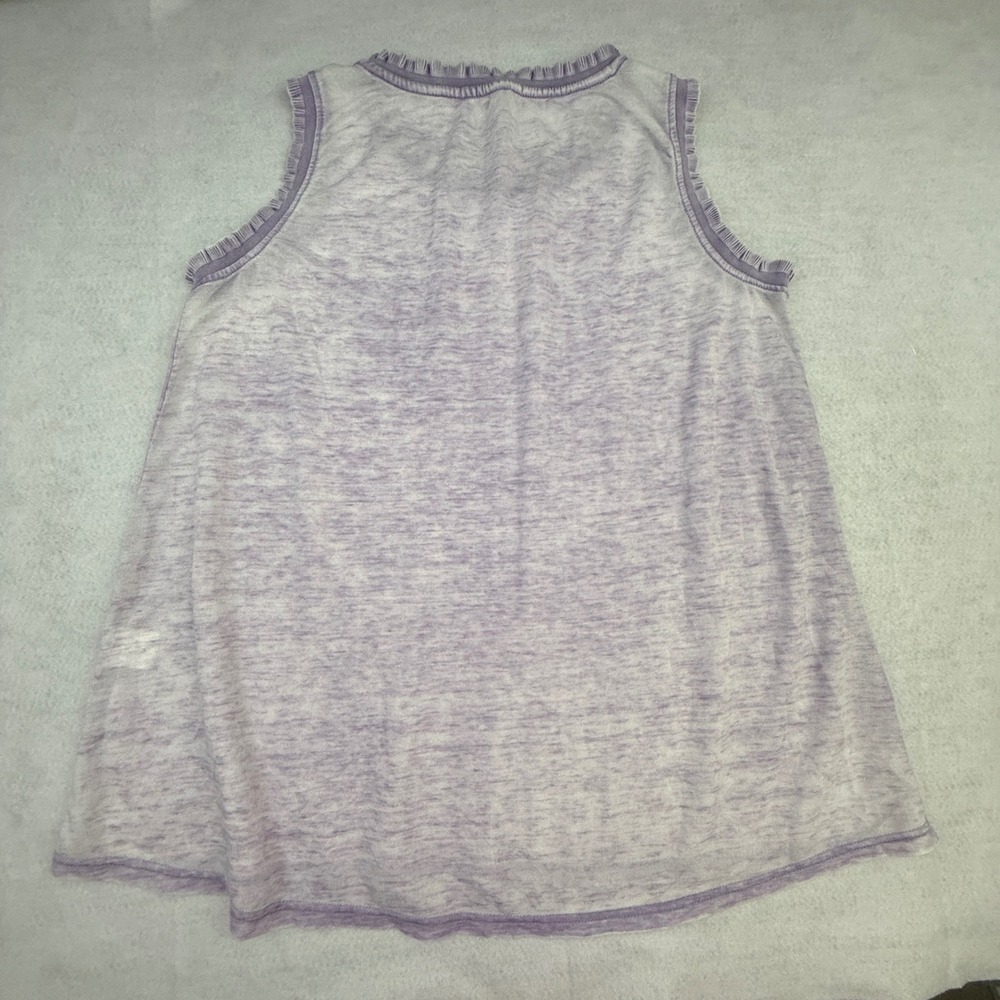 Jane and Delancey Tank Top Womens Small Purple Ruffle Trim Sleeveless Burnout - Picture 12 of 12